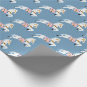 Weihnachtsbonbon-Pferde-Muster blau Geschenkpapier (Ecke)