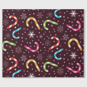 Weihnachtsbonbons und Schneeflocken Geschenkpapier (Flach)