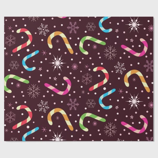 Weihnachtsbonbons und Schneeflocken Geschenkpapier (Flach)