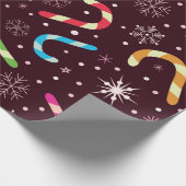 Weihnachtsbonbons und Schneeflocken Geschenkpapier (Ecke)