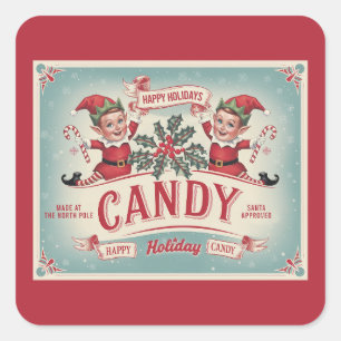 Weihnachtsbonbons vom Festelf genehmigt Quadratischer Aufkleber