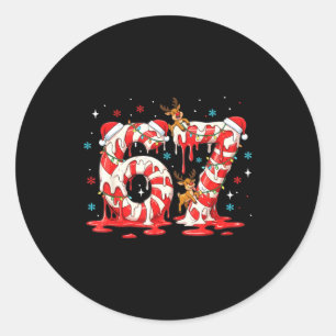 Weihnachtsbonbonstange 67 Meme Six Seven Lustige J Runder Aufkleber
