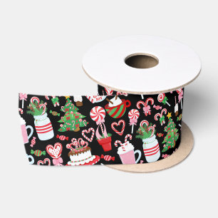 Weihnachtsbonbonstangen-Süßigkeiten-Muster Satinband