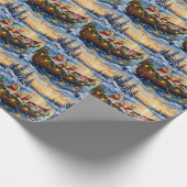 Weihnachtsboot-Feier mit Pomeranian Geschenkpapier (Ecke)