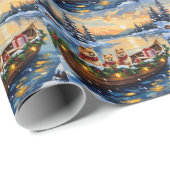 Weihnachtsboot-Feier mit Pomeranian Geschenkpapier (Rolleneckpunkt)