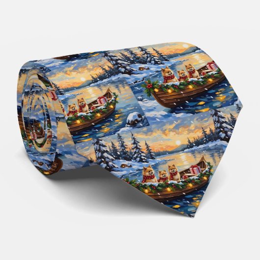 Weihnachtsboot-Feier mit Pomeranian Krawatte (Gerollt)