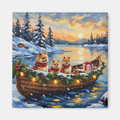 Weihnachtsboot-Feier mit Pomeranian Magnet (Vorne)