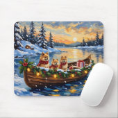 Weihnachtsboot-Feier mit Pomeranian Mousepad (Mit Mouse)