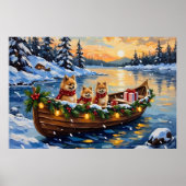 Weihnachtsboot-Feier mit Pomeranian Poster (Vorne)