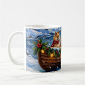 Weihnachtsboot-Feiertag der Pomeranian Kaffeetasse (Links)