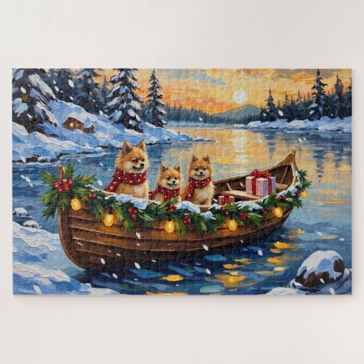 Weihnachtsboot-Feiertage der Pomeranian Puzzle (Horizontal)