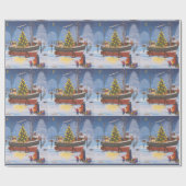Weihnachtsboot im Schnee Geschenkpapier (Flach)