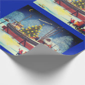 Weihnachtsboot in den Lichtern Geschenkpapier (Ecke)