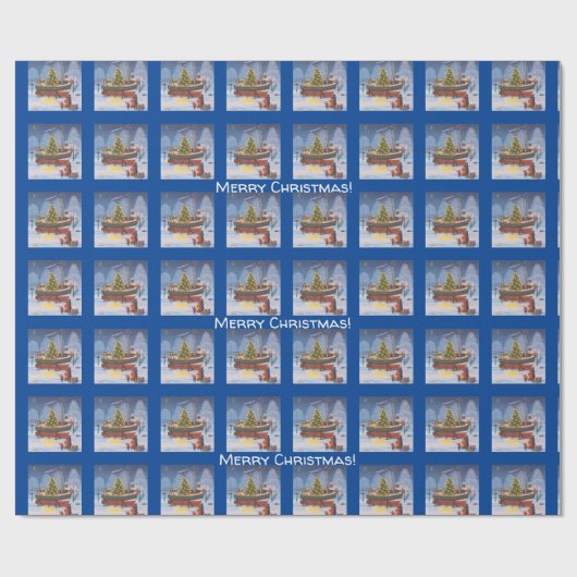 Weihnachtsboot in Snow  Geschenkpapier (Flach)