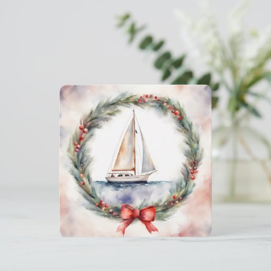 Weihnachtsboot Karte (Stehend Vorderseite)