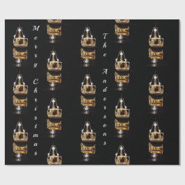 Weihnachtsboot mit goldener Beleuchtung Geschenkpapier