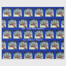 Weihnachtsboot mit Licht und Schnee Geschenkpapier