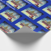 Weihnachtsboot mit Licht und Schnee Geschenkpapier (Ecke)