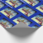 Weihnachtsboot mit Lichtern und Schnee Geschenkpapier (Ecke)