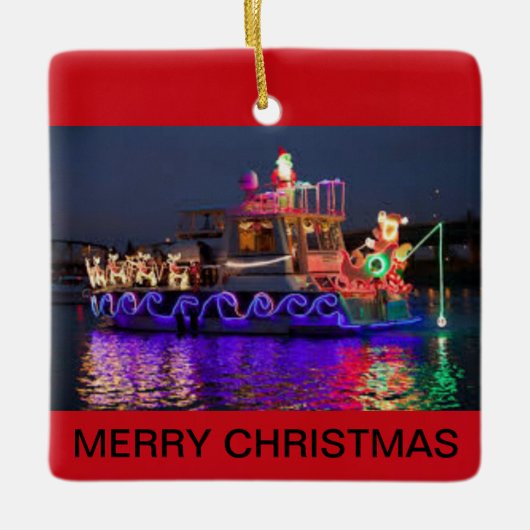 Weihnachtsboote an Weihnachten Keramikornament (Vorderseite)