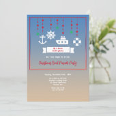 Weihnachtsbootmobil Einladung (Stehend Vorderseite)