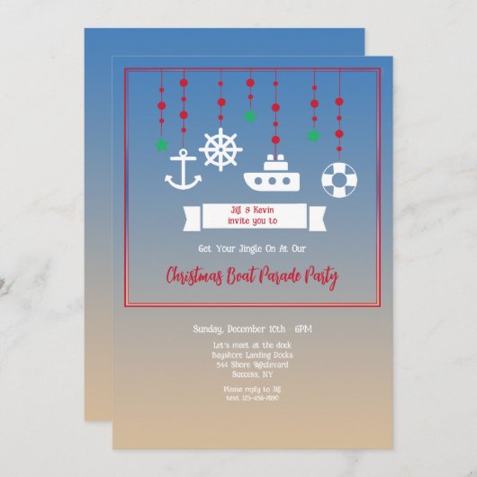 Weihnachtsbootmobil Einladung (Vorne/Hinten)