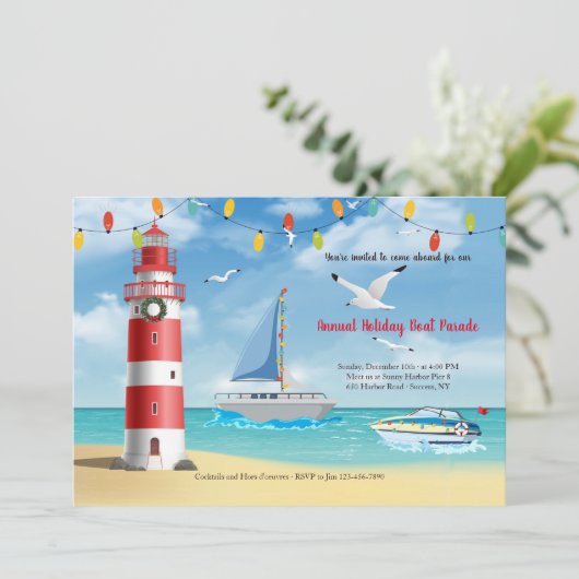 Weihnachtsbootparade mit Einladung zum Leuchtturm (Stehend Vorderseite)