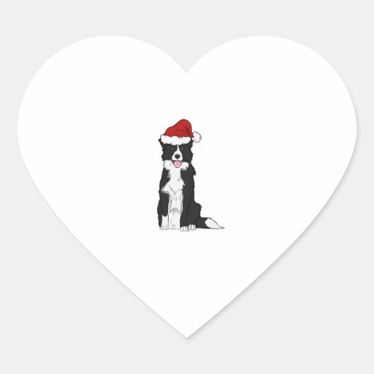Weihnachtsborder Collie 1 Herz-Aufkleber (Vorderseite)