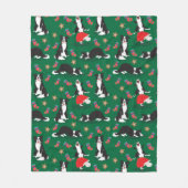 Weihnachtsborder Collie grün Fleecedecke (Vorderseite)