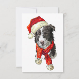 Weihnachtsborder Collie Hund Dankeskarte