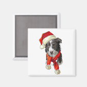 Weihnachtsborder Collie Hund Magnet (Vorderseite/Rückseite)