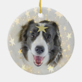 Weihnachtsborder Collie Hund mit Sternen und Licht Keramik Ornament (Hinten)