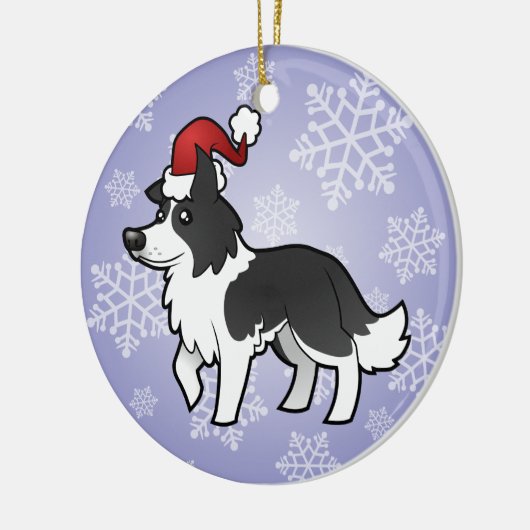 WeihnachtsBorder-Collie Keramikornament (Links)