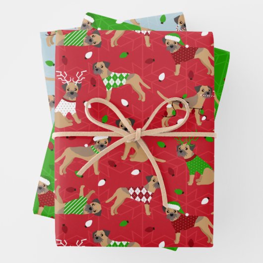 Weihnachtsborder Terrier Geschenkpapier Set (Beispiel)