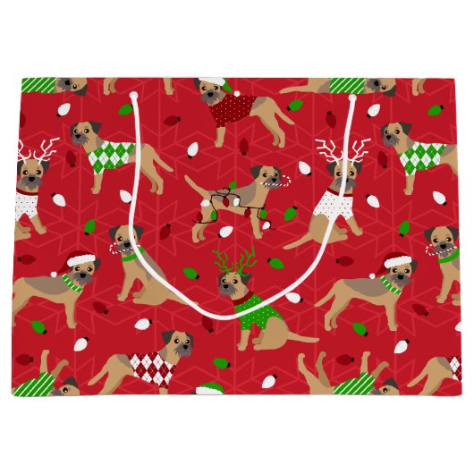 Weihnachtsborder Terrier Große Geschenktüte (Vorderseite)