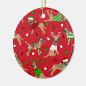 Weihnachtsborder Terrier Keramik Ornament (Links)