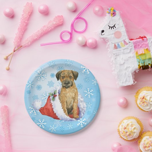 Weihnachtsborder Terrier Pappteller (Party)