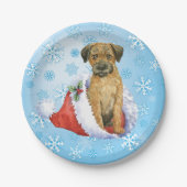 Weihnachtsborder Terrier Pappteller (Vorderseite)