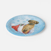 Weihnachtsborder Terrier Pappteller (Schrägansicht)