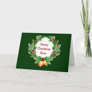 Weihnachtsboss Stechpalmen-Beeren-Kranz Feiertagskarte