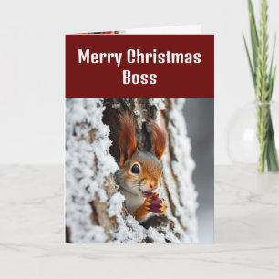 Weihnachtsboss, vom Haufen Nüsse - Eichhörnchen Feiertagskarte