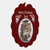 Weihnachtsboss, vom Haufen Nüsse - Eichhörnchen Ornament Karte (Rechts)