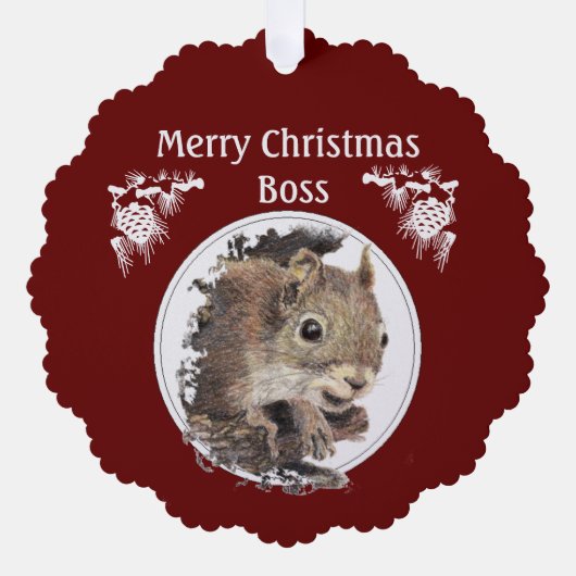 Weihnachtsboss, vom Haufen Nüsse - Eichhörnchen Ornament Karte (Vorderseite)