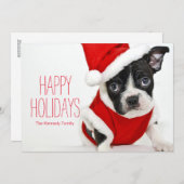Weihnachtsboston-Terrier Feiertagskarte (Vorne/Hinten)