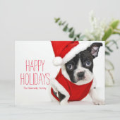 Weihnachtsboston-Terrier Feiertagskarte (Stehend Vorderseite)