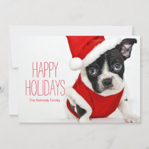 Weihnachtsboston-Terrier Feiertagskarte