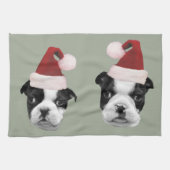 Weihnachtsboston-Terrier Geschirrtuch (Horizontal)