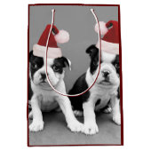 Weihnachtsboston-Terrier-mittlere Geschenk-Tasche Mittlere Geschenktüte (Vorderseite)