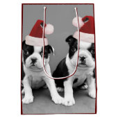 Weihnachtsboston-Terrier-mittlere Geschenk-Tasche Mittlere Geschenktüte (Rückseite)