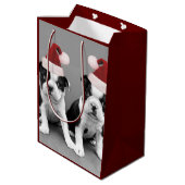 Weihnachtsboston-Terrier-mittlere Geschenk-Tasche Mittlere Geschenktüte (Rückseite Schrägansicht)
